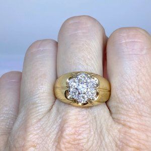 SOLD 14K Gold Seven Stone Diamond Cluster Ring Size 9.75